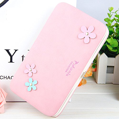 Portafogli da Donna Borsa con Diamante Fiore Modello, Bonice Multifunzionale [Grande CapacitÃ ] Smartphone Wristlet Custodia Case Cover per iPhone 8 /8 Plus /X / 7 /7Plus /6S /6S Plus /6 /6Plus /SE /5S, Galaxy S8 Plus /S8/S7 Edge /A3/A5/A7/J3/J5/J7 2017, Huawei Mate 9/P10/P9/P8 Lite, Sony Xperia XZ/XA/Z2/Z3/M2/Z5, HTC 10, LG K10 /K8 2017/K10/K3/G3/Wiko Lenny 3/2/Jerry etc etc, Moda Portafoglio Donna In PU Pelle Borsellino Con Lampo Porta Carte di Credito, Regalo per Le signore. - Rosa