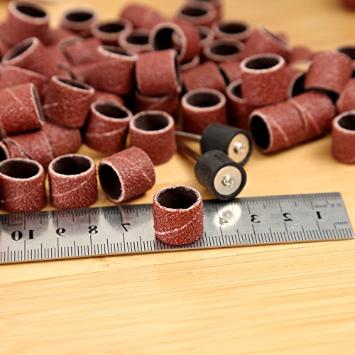Dophee 100Pcs Schleifbänder 1/2(inch) 80 Grit Schleifhülsen Werkzeug mit 2 Mandrel - 3