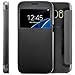 Produktbild Saxonia Tasche kompatibel mit Samsung Galaxy S7 Hülle Case Schutzhülle Flip View Cover mit Fenster und Kameraschutz Schwarz