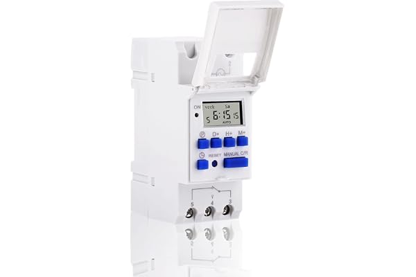 Akozon Minuterie programmable numérique Affichage LCD Interrupteur horaire programmable hebdomadaire Relais temporisé 16on & 16off minuterie(12V)