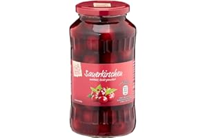 HELEN'S OWN INTERNATIONAL German Sour Cherries - Sauer-Kirschen - 680g total weight - 350g weight of strained fruit - Genuine German Sourcherries - Sauerkirschen - Glass Jar