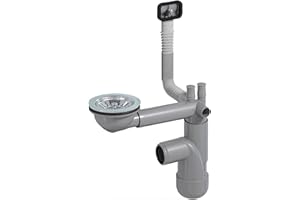 LAXARA Flexlok Sifone telescopico per lavelli da cucina/lavello salvaspazio | Flessibilità universale con plastica riciclata | (Flexlok 1 con troppopieno quadrato senza tubo di scarico senza copertura