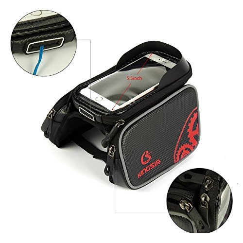 UVISTAR Wasserdicht Fahrradtasche Handyhalterung 5,5 Zoll Lenkertasche Kleine Rahmentasche Abnehmbar Vorne Befestigung am Obenrohr Rennrad für Mountainbike, Fahrradzubehör Smartphone Taschen - 3