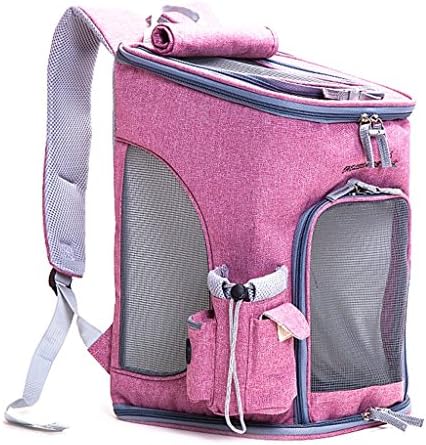 Cat And Dog Portable Backpack Pet Carrier Duffle Bags, Pet Travel Portable Bag Home For Dogs, Cats And Puppies ( Color : Pink )