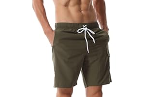 fovdtaa Short de bain pour homme avec doublure de compression à séchage rapide extensible 2 en 1 avec poches zippées