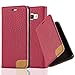Produktbild Cadorabo Hülle für Samsung Galaxy A3 2016 (6) - Hülle in Abend Rot – Handyhülle mit Standfunktion, Kartenfach und Textil-Patch - Case Cover Schutzhülle Etui Tasche Book Klapp Style