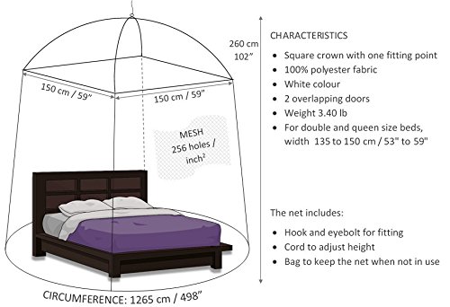Mosquitonetz XL 150x150x265x1265 cm - 4