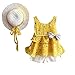 Produktbild Sannysis Baby Kleider, 3pcs Kleinkind Baby Kind Mädchen Outfits Kleidung Blumenweste T-Shirt + Hose + Sonnenhut-Set (13/120, Gelb)