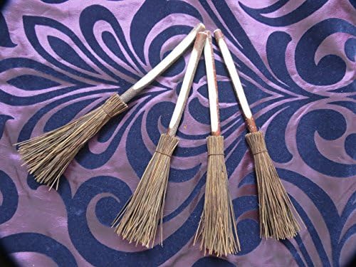 Besom broom (ref 77) Handmade with a natural handle &amp; bristles. size 18cm - 20cm. Wiccan, Alter Witches broomstick. choice of ribbon. inscription option available.
