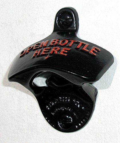 Wand-Flaschenöffner „OPEN BOTTLE HERE“ orig. STARR-X in schwarz, USA - 2