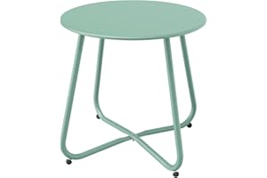 Grand patio Petit Table d'Appoint, Couleurs Variées, Café Table, Acier de Première Qualité, Poids Léger, Table Basse pour Bureau, Balcon, Cuisine et la Chambre (Menthe Verte)