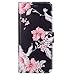 Produktbild kompatibel mit iPhone 5S Hülle iPhone SE Handyhülle PU Leder Tasche Handyhülle Flip Case Brieftasche Wallet Schutzhülle,PU Leder Flip Hülle Lederhülle Handytasche für iPhone SE/5/5S Schwarz Rosa Blume