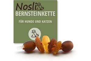 Nosli Bernsteinkette Halsband für Hunde und Katze • Hundehalsband Baltischer Bernstein • Bernstein Halsband • Verlängerung 3cm