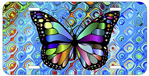 Preisvergleich Produktbild BNHF Top Craft Case Butterfly In Colorful Abstract Background License Plate Auto Car Tag
