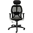 HOF®F507 Home and Office Chair in Black | Ergonomic Professional High Back Revolving Desk Chair| Mesh Back Adjustable Height | Lumbar Support | Rolling Swivel | Caster | Armrest | Headrest