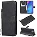 Produktbild Huawei P30 Pro Hülle, Leder Tasche Handyhülle Flip Wallet Schutzhülle für Huawei P30 Pro mit Ständer und Kartenfächer/Magnetverschluss#Q (Schwarz)