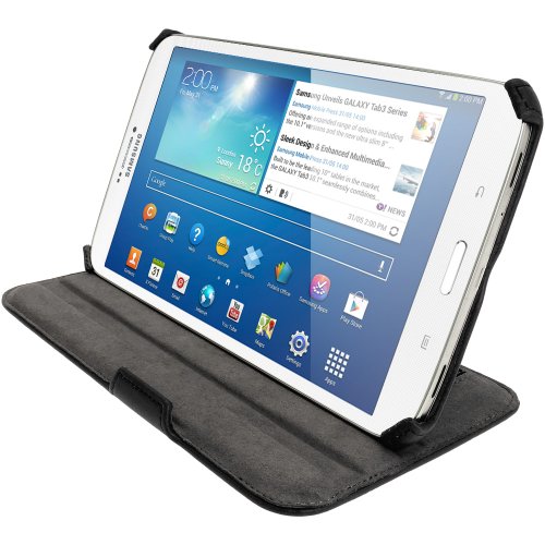 igadgitz Schwarz PU Ledertasche Hülle Cover für Samsung Galaxy Tab 3 8.0″ SM-T310 mit Multi Winkelbetrachtungs Stand + Auto Sleep/Wake + Integrierte Handschlaufe + Displayschutzfolie - 5