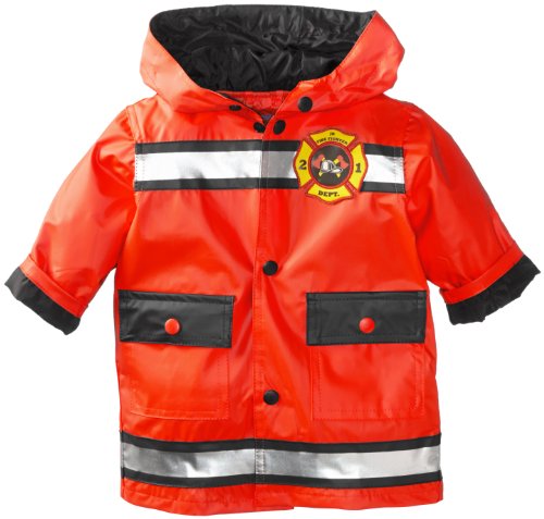Wippette Baby Boys Inafnt Waterproof Hooded Fireman Raincoat Jacket, Red, 18 Months