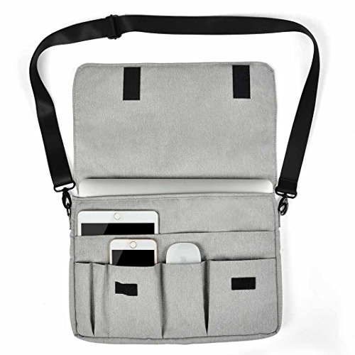 Preisvergleich Produktbild 13 Zoll Notebook Tasche, Asnlove 13 Zoll Universal Neoprene Gepolsterte Notebook Briefcase Laptop Schutzhülle Wasserdicht Tanz Drachen Garn mit Einstellbar Schulterriemen Zubehörfächer für Apple Macbook Air Pro / Notebook / Surface / Apple / Samsung / Lenovo / Asus / Huawei / ThinkPad, Grau