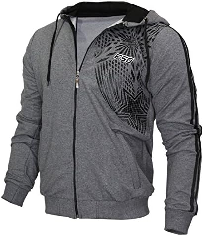 Sports Men Hoodie Jacket F50 Long Sleeve Training Full-Zip Dark Grey(XL)