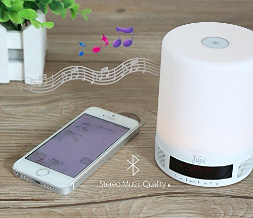 LUJII Bluetooth Lautsprecher Wireless Lautsprecher Lampe Lautsprecher Neueste Intelligente Tragbares Bluetooth Lautsprecher Multi Funktion Musik Sound Box LED Kinder Nachtlicht Touch Control Lamp (4 Dimmstufen Touch Lighting Sensor Schalter Augenschutz Lichtquelle) und Wecker Alarm mit Eingebauten Wiederaufladbaren 1800mAh Batterie – TF Karte Unterstützt – Freisprecheinrichtung – USB Charging Bluetooth Speaker Geeignet für den Innen und Außengebrauch Kids Home Deco Arbeiten Lesen Camping usw - 3