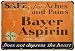 Produktbild qidushop Bayer Aspirin Safe for Pain Vintage Look Reproduktion Metall Blechschilder für Heimdekoration, Wandposter, Einweihungsgeschenk, 30 x 45 cm