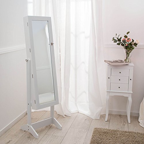TecTake Luxus Spiegelschmuckschrank mit extra großem Spiegel (Weiß) - 4