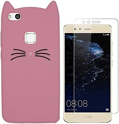 Hcheg 3D Silicone Protective Case Cover for Huawei P10 lite Cover Panda Design Pink Case Cover + 1X Screen Protector