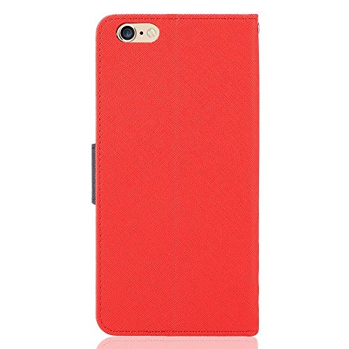 iPhone 6S Leather Case,iPhone 6 Leather Case, IPHOX Premium Folio Leather Wallet Case with [Kickstand] [Card Slots] [Magnetic Closure] [Hand Strap] Flip Notebook Cover Case for iPhone 6/6S -Red/Blue