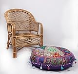 JTH Bohemian Traditionelle Patchwork indischen Pouf groß rund Hocker mit Sitz (Größe: 81,3 x 22,9 x 81,3 cm)