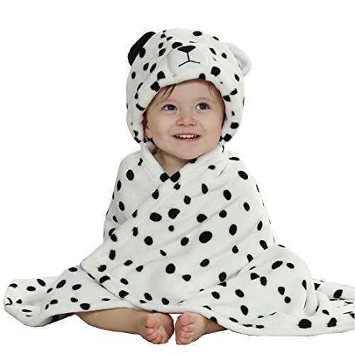 Preisvergleich Produktbild IFLIFE kuscheliger Frottee Bademantel mit Tiermotiven / Babyhandtuch mit Kapuze / lustiges Kapuzenbadetuch (Schneeleopard)
