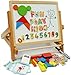 Toys of Wood Oxford Wooden Easel - Foldable Table Top Easel Double Sided Magnetic Boards with magnetic shapes, magnetic alphabet, magnetic numbers