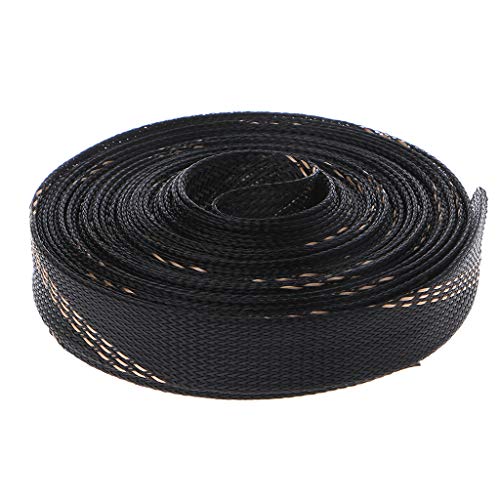 Preisvergleich Produktbild GROOMY (10m Kabelummantelung geflochtenes Maschenrohr schwarz + 3 Anteile an Goldflachdraht -25mm