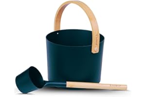 SULENO Sauna Set KJELL Metall 2-teilig Saunakübel & Saunakelle, Hochwertiges Saunazubehör in schwarz Aufgusskübel & Schöpfkelle für perfekte Saunasitzungen