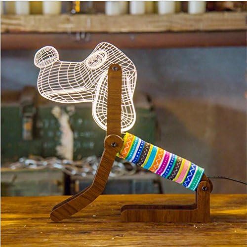 LUCKY LIHGT Lampe De Table 3D Visuel Lampe De Table En Bois LED Lit Chambre LumièRe De Nuit Lampe CréAtive LumièRe DéCorative [éNergie A ++], B