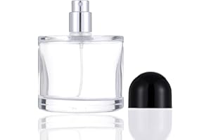 Enslz Flacone spray per cosmetici, ricaricabile, 100 ml, vuoto, in vetro, con atomizzatore spray, colore nero, 100 ml