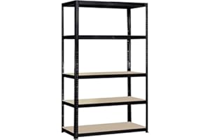 G-Rack 5 Bay Shelving Unit 180cm x 90cm x 30cm - Black 5 Tier Unit for Basement Storage - 175kg Load Weight Per Tier, 875kg Per Rack - 180cm Shelf, Commercial Shelving Unit, Garage and Van Racking