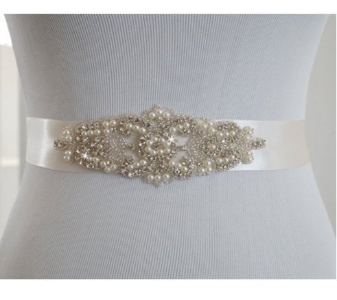 Preisvergleich Produktbild shinybeauty Kristall Perle Diamant Hochzeit Schärpe Kleid Gürtel, Bridal Kleid Aufnäher Radzierblenden RA003