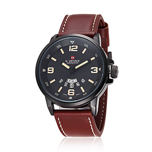 naviforce Herrenuhr klassisch Analog Quarz Wasserdicht Sport-/Militruhr (braun) naviforce Herrenuhr klassisch Analog Quarz Wasserdicht Sport-/Militruhr (braun)