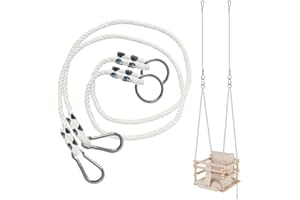 MAMOI® Swing rope kit 50 kg | 2 x extension of swing rope with metal snap hood | 100% ECO natural rope for swings with snap hook | Swing rope replacement | Made in EU