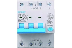 IXTRIMA Interruttore Magnetotermico Differenziale, 3P+N, 380V-6KA, 30mA, 4 Moduli DIN (63A)