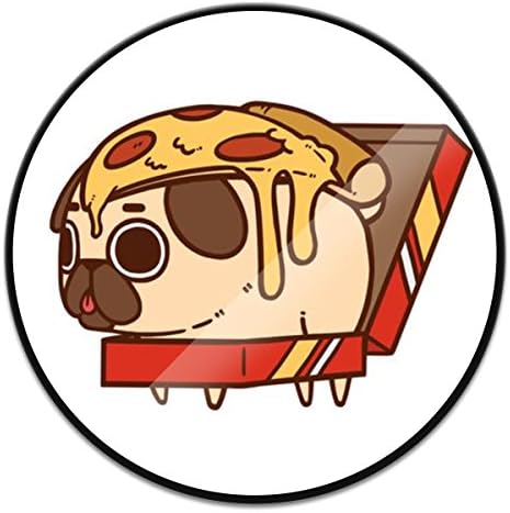 Customized Mounts and Stands,Expanding Stand Grip Pop Mount Socket for Smartphones, iPhone and Tablets - Cute Fat Pug Pizza Black
