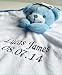 Personalised Blue & White Baby Teddy Comforter / Comfort Blanket.* Great Baby Gift *