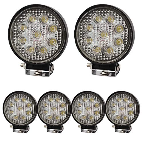 6 x 27 W LED Faro de trabajo para blanco redondas 12 V 24 V 2140lm Foco Reflector Work Light Faro Luz de trabajo Offroad SUV UTV ATV Trabajo Lámpara Tractor - Excavadora