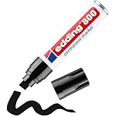 edding 800 Permanent Marker - Black - 1 Marker Pen - Chisel Tip 4-12 mm - for Eye-Catching Marks - Waterproof, Quick Drying,