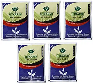 Utkarsh NOP (13:00:45) (Potassium Nitrate) (900 gm) (Set of 5) Specially Crystalline 100% Water Soluble Complex Fertilizer (Foliar Spray Nutrition)