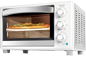 Cecotec Four de comptoir Bake&Toast 2600 Blanc 4Pizza, 26 L, 15500 W, Comprend une pierre à pizza Pietra pour un résultat traditionnel, 6 fonctions, Bac récupérateur de miettes.