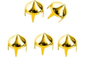 Trimming Shop Oro Alta Cono Borchie Rivetti - Decorazione per Borsa, Cintura Pelle, Artigianato, Vestiti - Appuntito Borchie per Punk Rock o Goth Metallo Moda - Dorato, 6.5mm