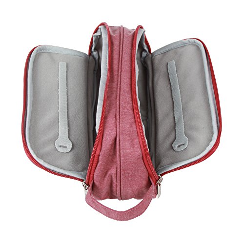 Damero Universale Organiser Tasche mit Doppelschicht Tragtasche für Reise zum Ladegrät/Eletronisches Zubehör für Reiseorganisator (Groß, Weinrot) - 4