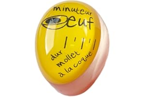 PZL CONCEPT Minuteur Oeuf – Timer Minuteur Cuisson pour des œufs à la Coque, Mollet ou Dur inratables – Change de Couleur pour Indiquer la Bonne Cuisson - Ludique, Facile et Malin – Couleur au Choix (Jaune)